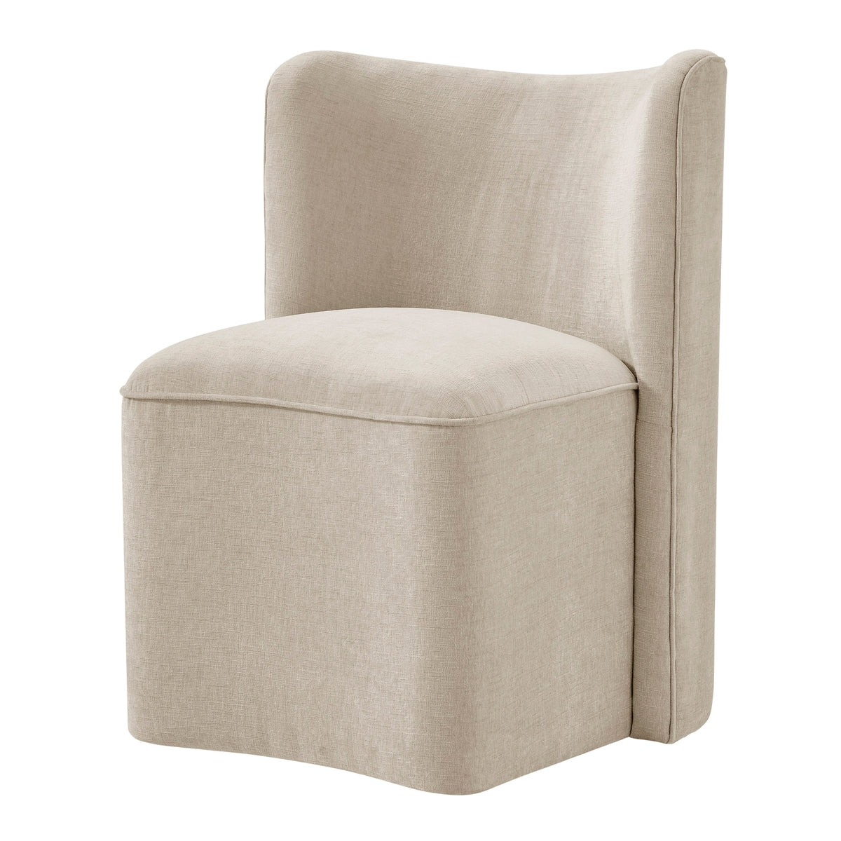 Morraine Chenille Dining Side Chair with Casters - Millburry Beige