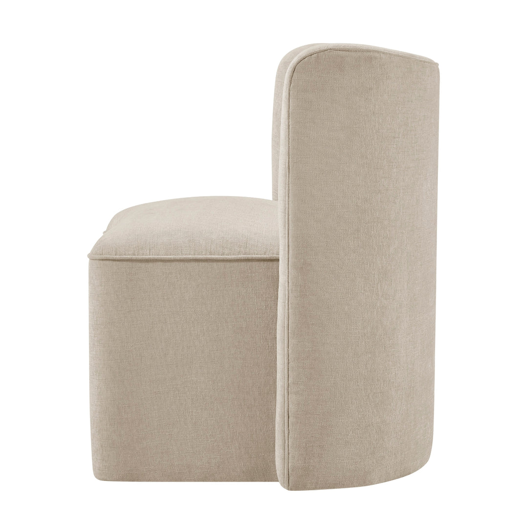 Morraine Chenille Dining Side Chair with Casters - Millburry Beige - view 5