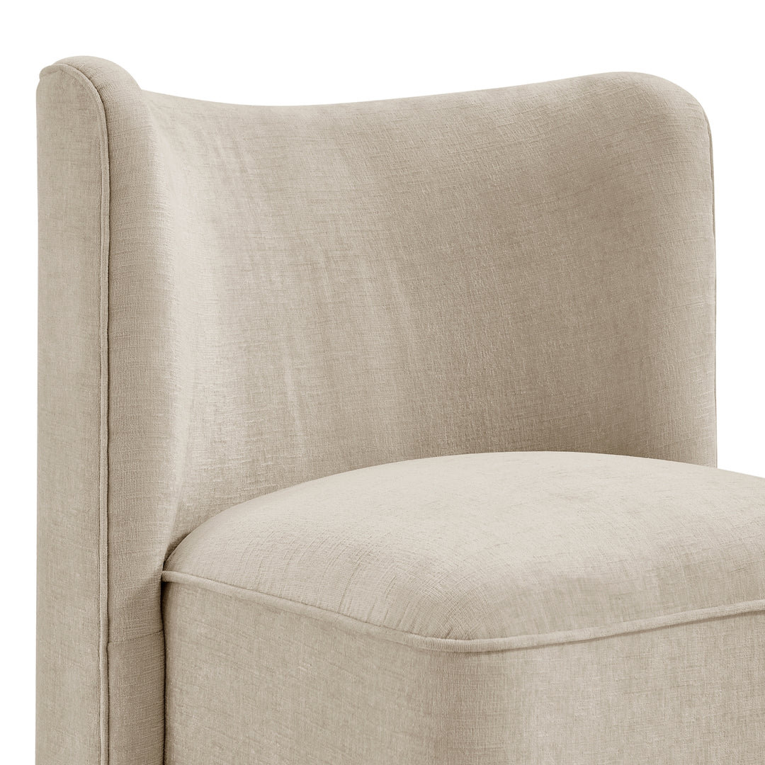 Morraine Chenille Dining Side Chair with Casters - Millburry Beige - view 9