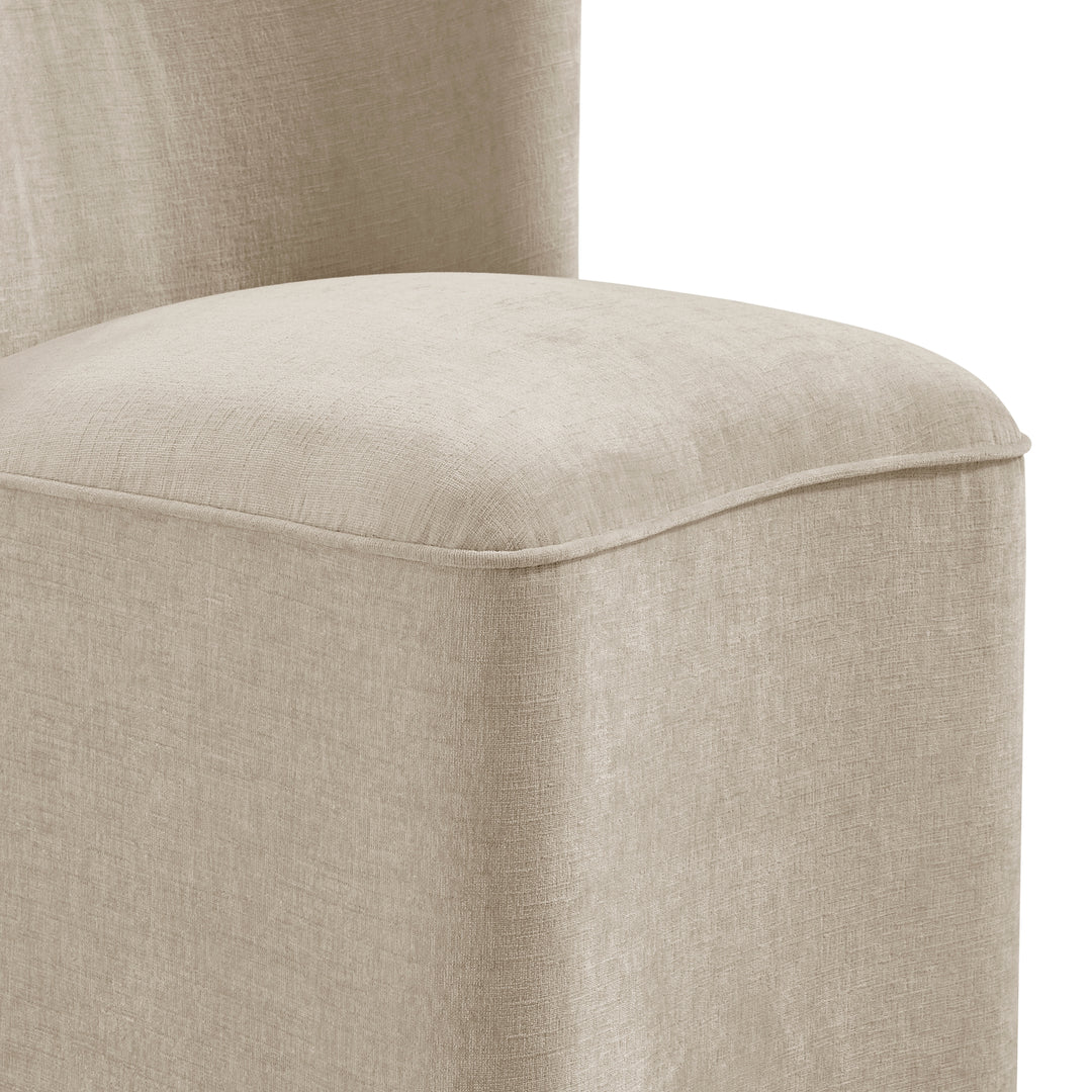 Morraine Chenille Dining Side Chair with Casters - Millburry Beige - view 10