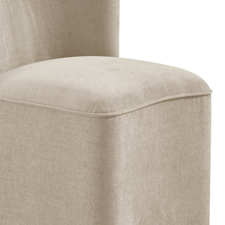 Morraine Chenille Dining Side Chair with Casters - Millburry Beige - view 10