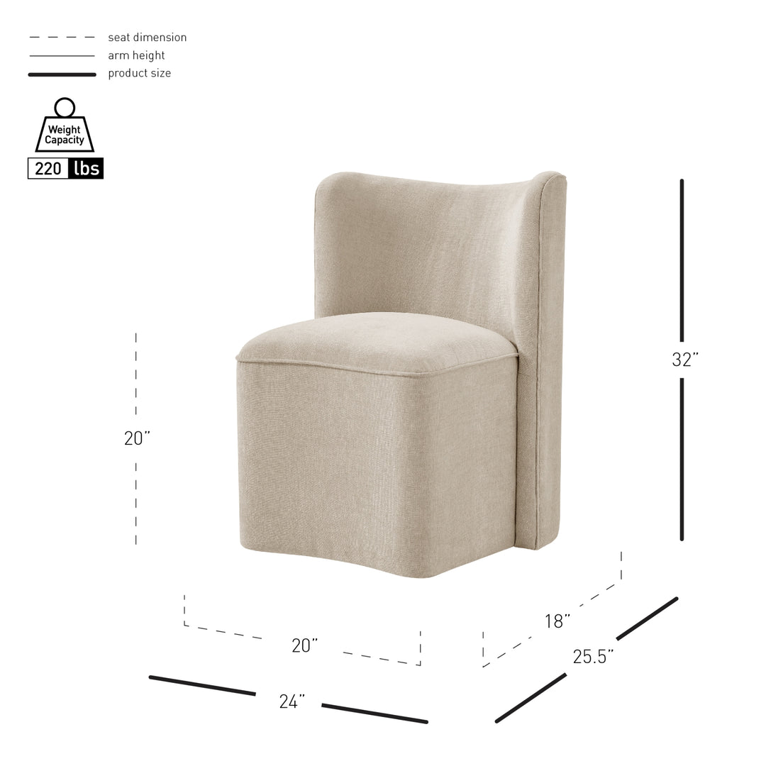 Morraine Chenille Dining Side Chair with Casters - Millburry Beige - view 2