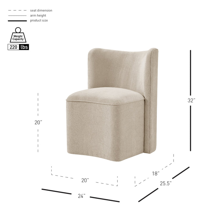 Morraine Chenille Dining Side Chair with Casters - Millburry Beige - view 2
