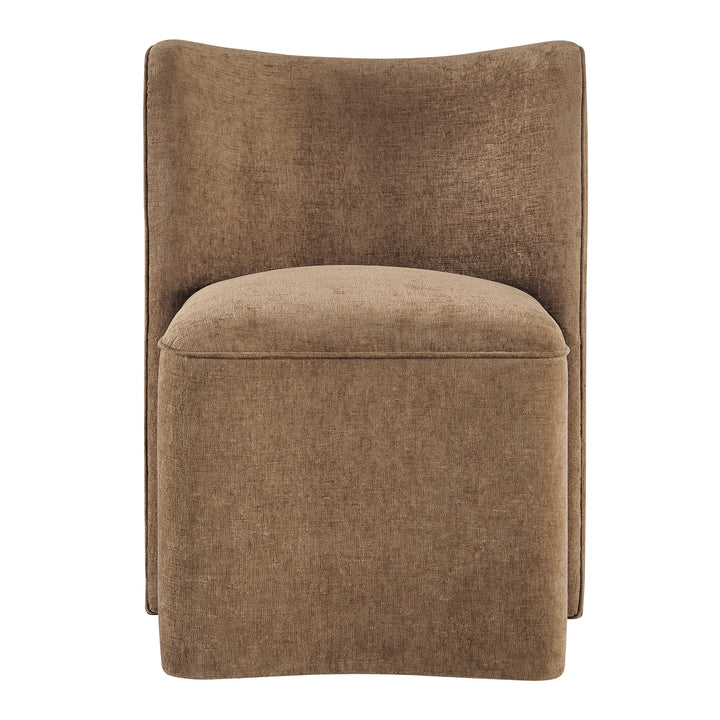 Morraine Chenille Dining Side Chair with Casters - Millburry Brown - view 4