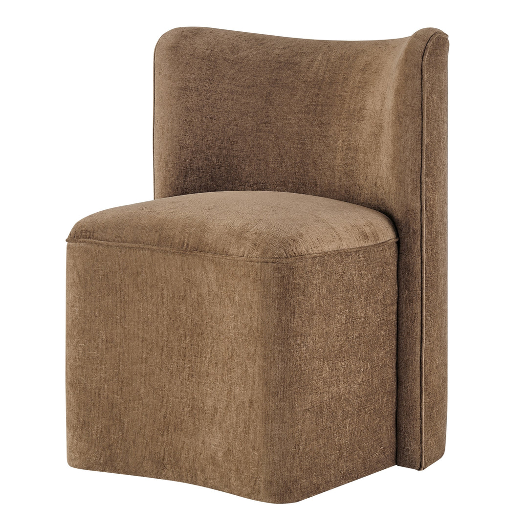 Morraine Chenille Dining Side Chair with Casters - Millburry Brown