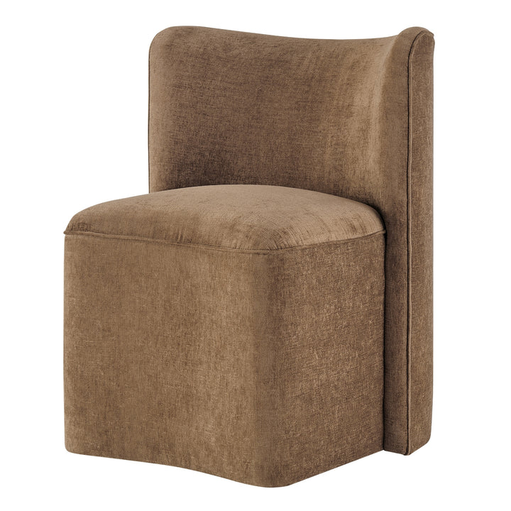 Morraine Chenille Dining Side Chair with Casters - Millburry Brown