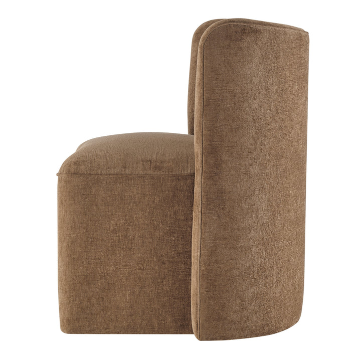 Morraine Chenille Dining Side Chair with Casters - Millburry Brown - view 5