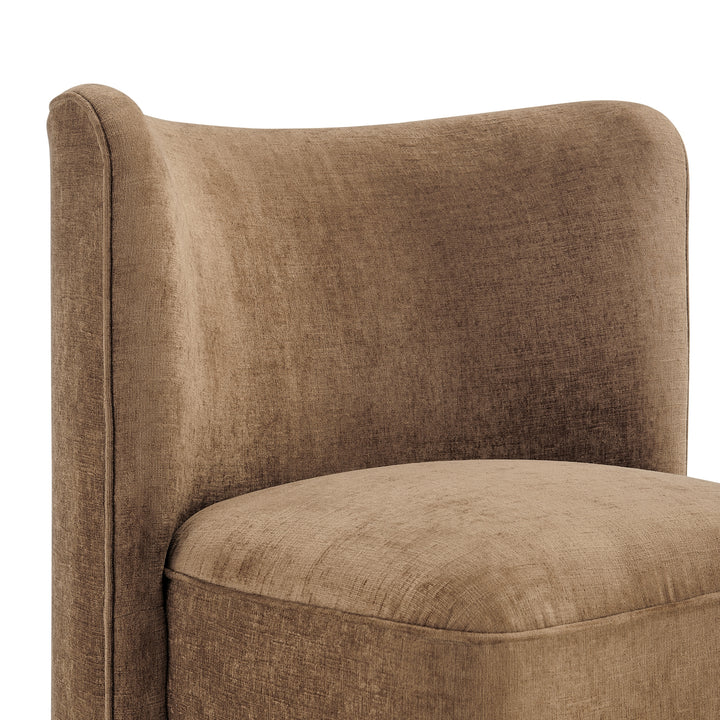 Morraine Chenille Dining Side Chair with Casters - Millburry Brown - view 9