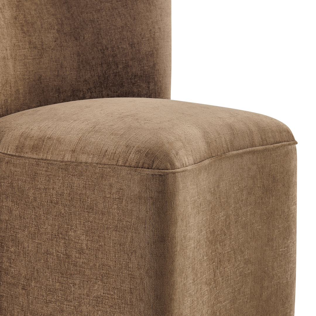 Morraine Chenille Dining Side Chair with Casters - Millburry Brown - view 10