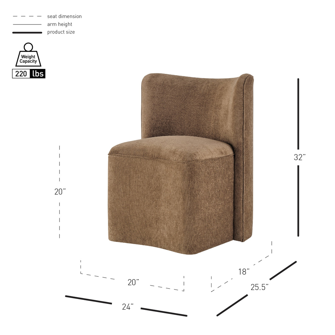 Morraine Chenille Dining Side Chair with Casters - Millburry Brown - view 2