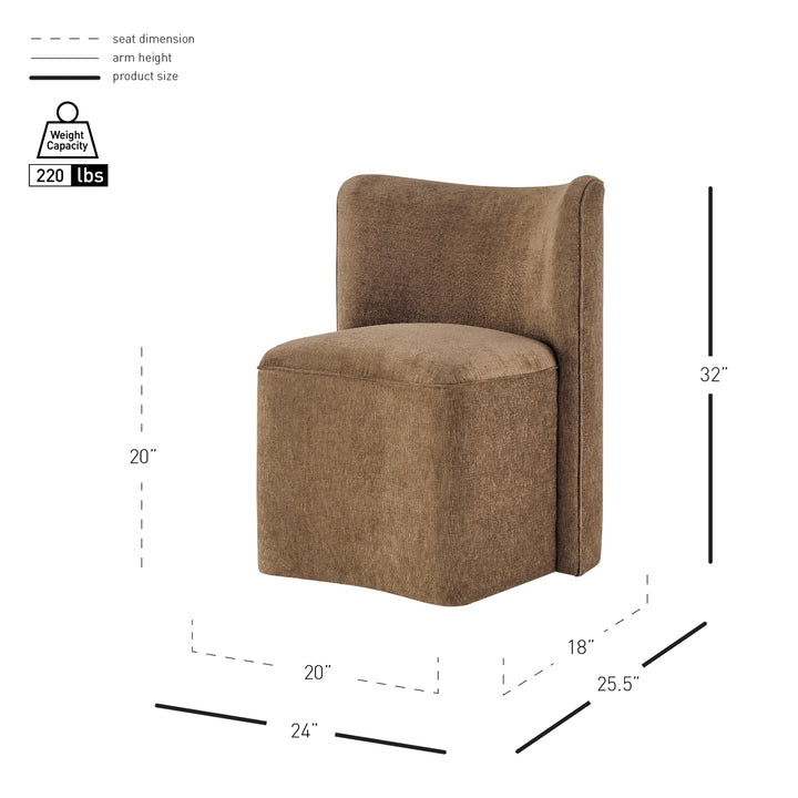 Morraine Chenille Dining Side Chair with Casters - Millburry Brown - view 2