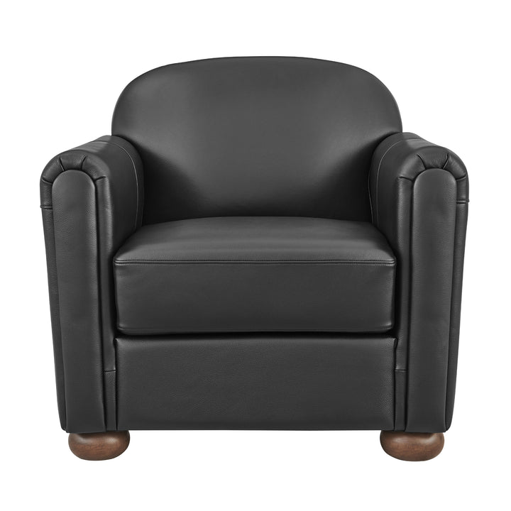 Grandora Top Grain Leather Accent Arm Chair - Stolm Black - view 4