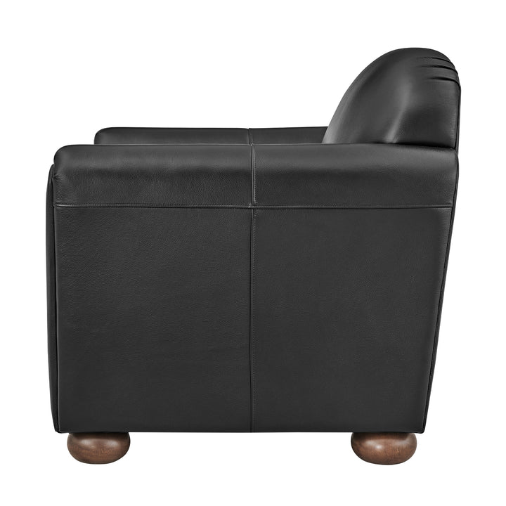 Grandora Top Grain Leather Accent Arm Chair - Stolm Black - view 5