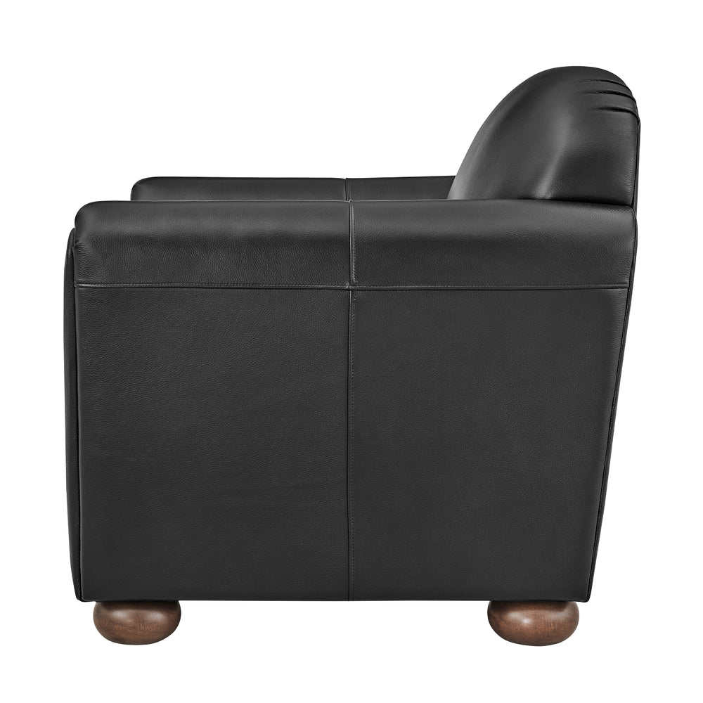 Grandora Top Grain Leather Accent Arm Chair - Stolm Black - view 5