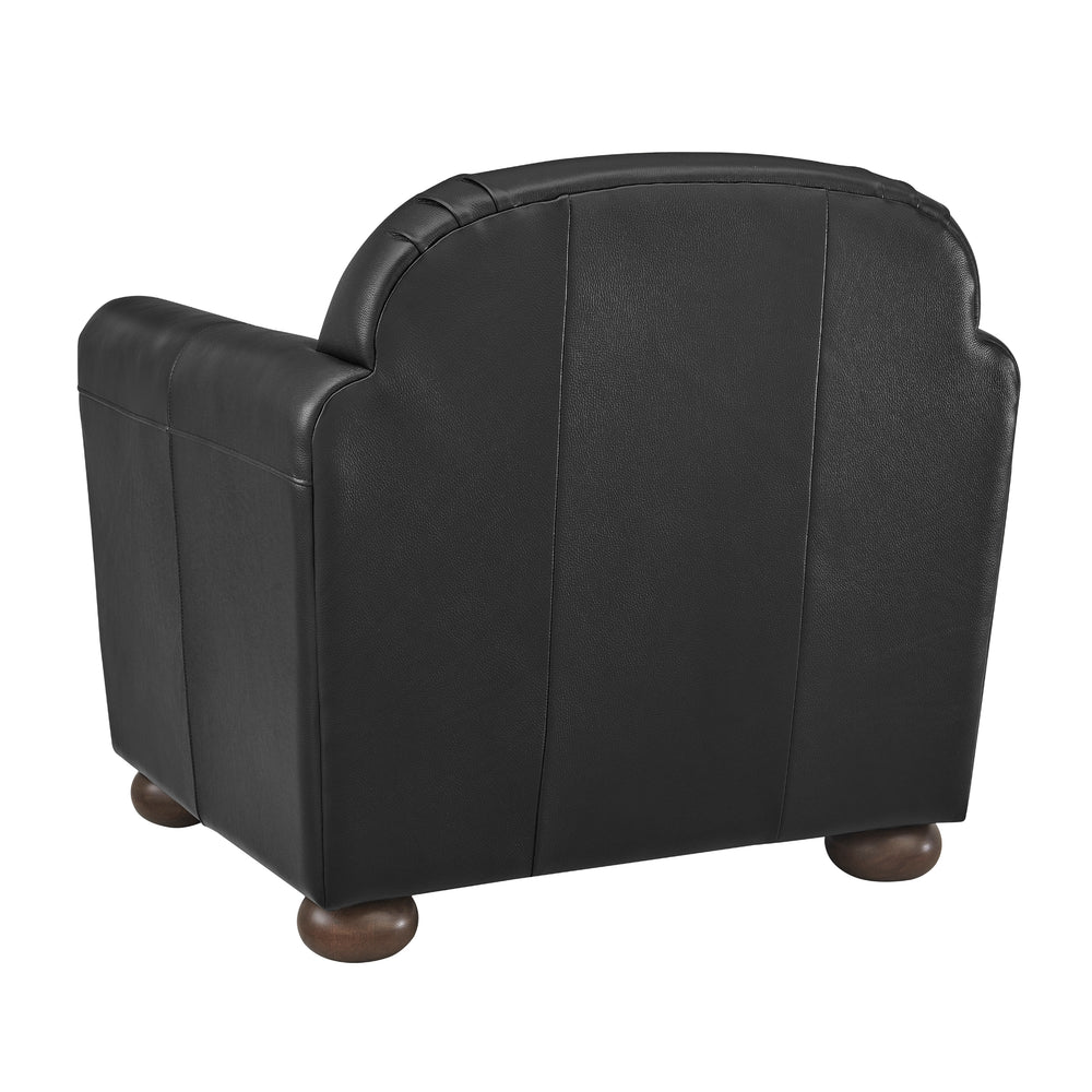 Grandora Top Grain Leather Accent Arm Chair - Stolm Black - view 7