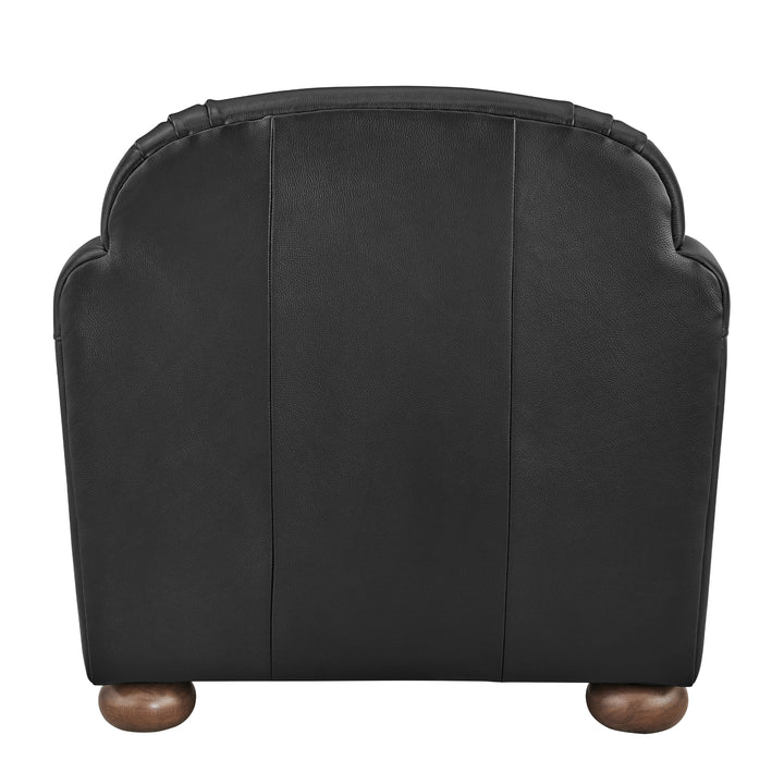 Grandora Top Grain Leather Accent Arm Chair - Stolm Black - view 6
