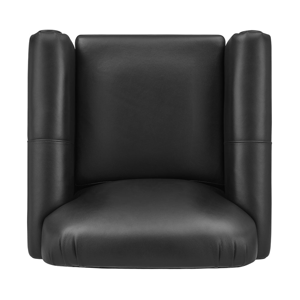 Grandora Top Grain Leather Accent Arm Chair - Stolm Black - view 8