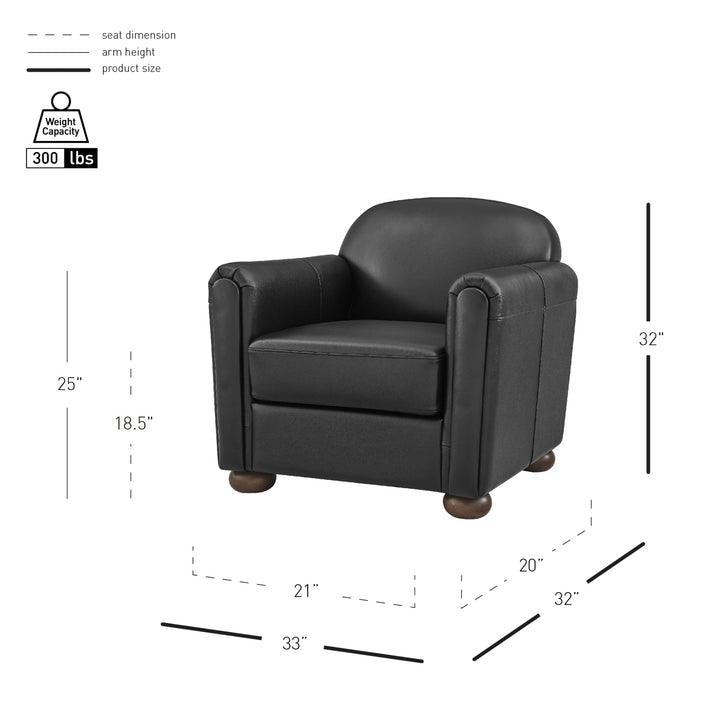 Grandora Top Grain Leather Accent Arm Chair - Stolm Black - view 2