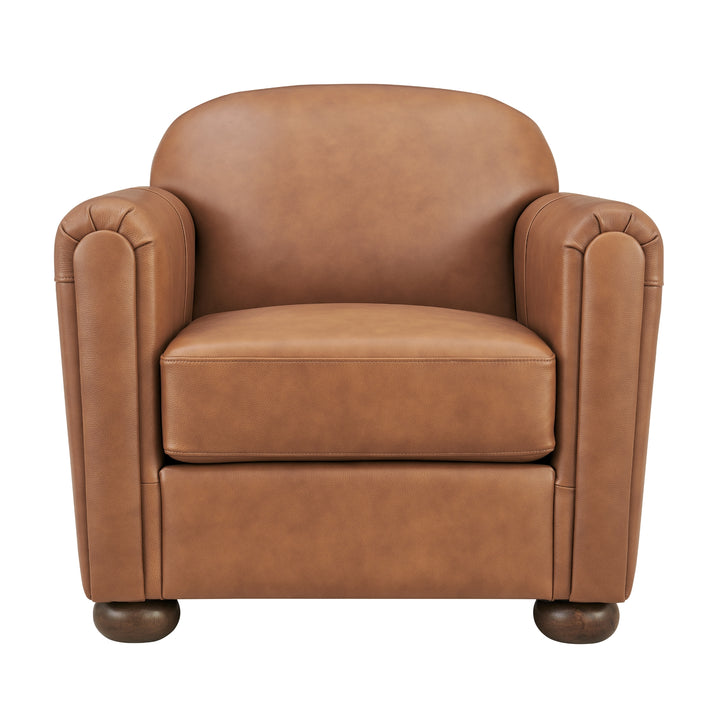 Grandora Top Grain Leather Accent Arm Chair - Garrett Caramel - view 4