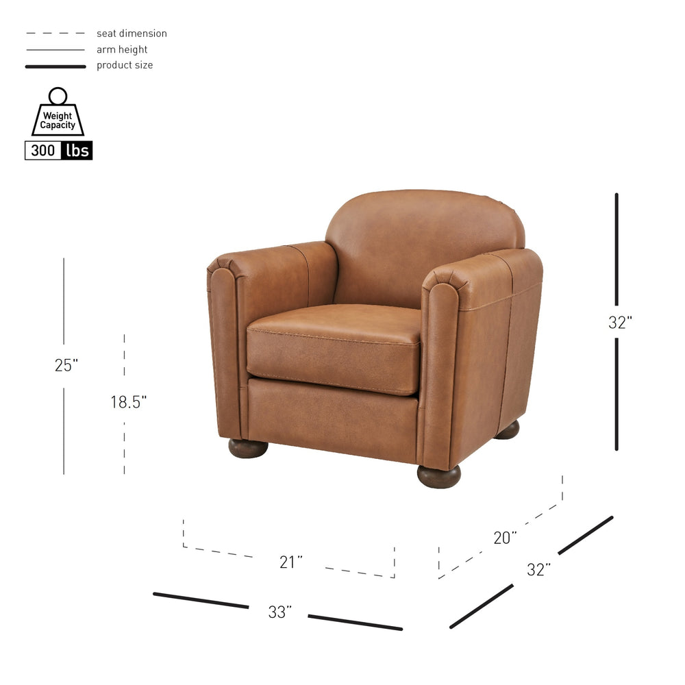 Grandora Top Grain Leather Accent Arm Chair - Garrett Caramel - view 2