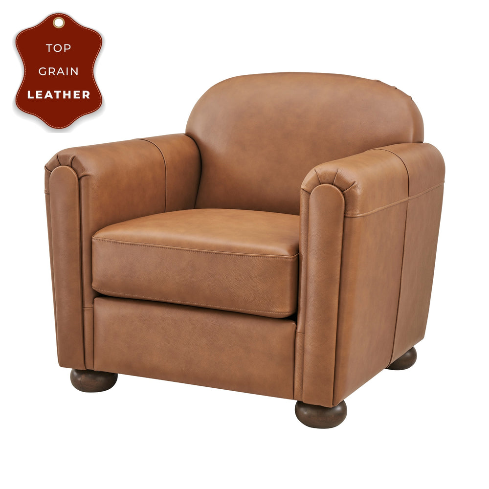 Grandora Top Grain Leather Accent Arm Chair - Garrett Caramel