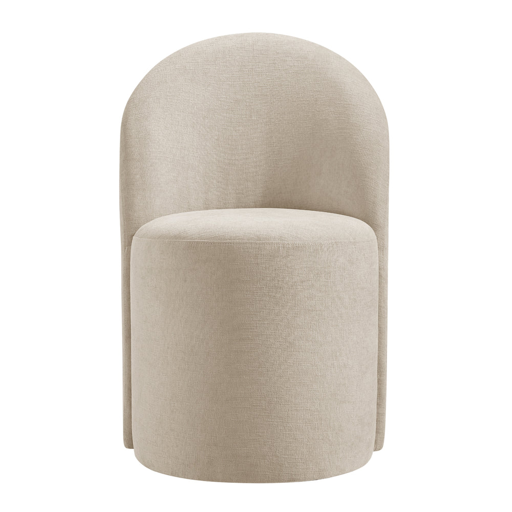 Cabrina Chenille Dining Side Chair with Casters - Millburry Beige - view 4
