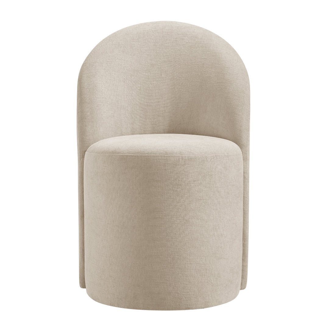 Cabrina Chenille Dining Side Chair with Casters - Millburry Beige - view 4