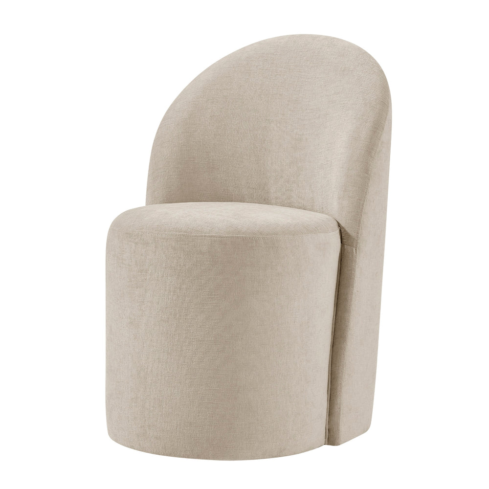 Cabrina Chenille Dining Side Chair with Casters - Millburry Beige