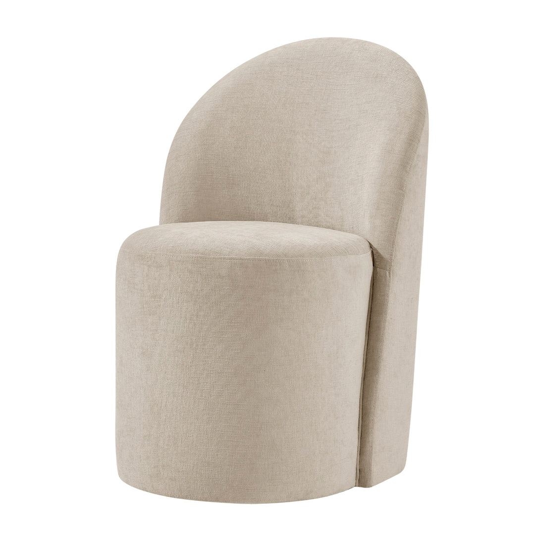Cabrina Chenille Dining Side Chair with Casters - Millburry Beige
