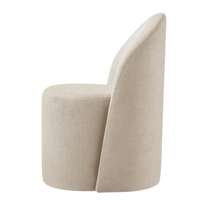 Cabrina Chenille Dining Side Chair with Casters - Millburry Beige - view 5