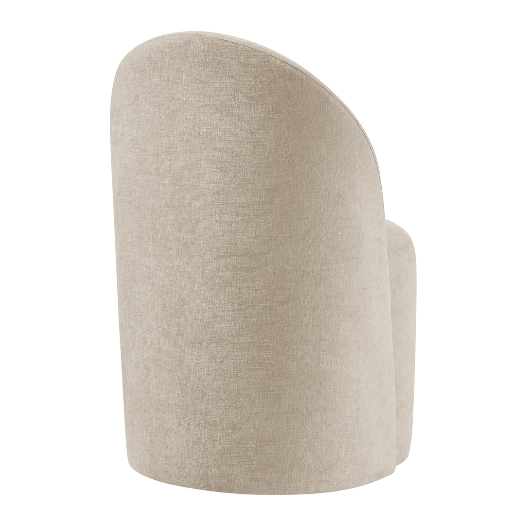 Cabrina Chenille Dining Side Chair with Casters - Millburry Beige - view 7