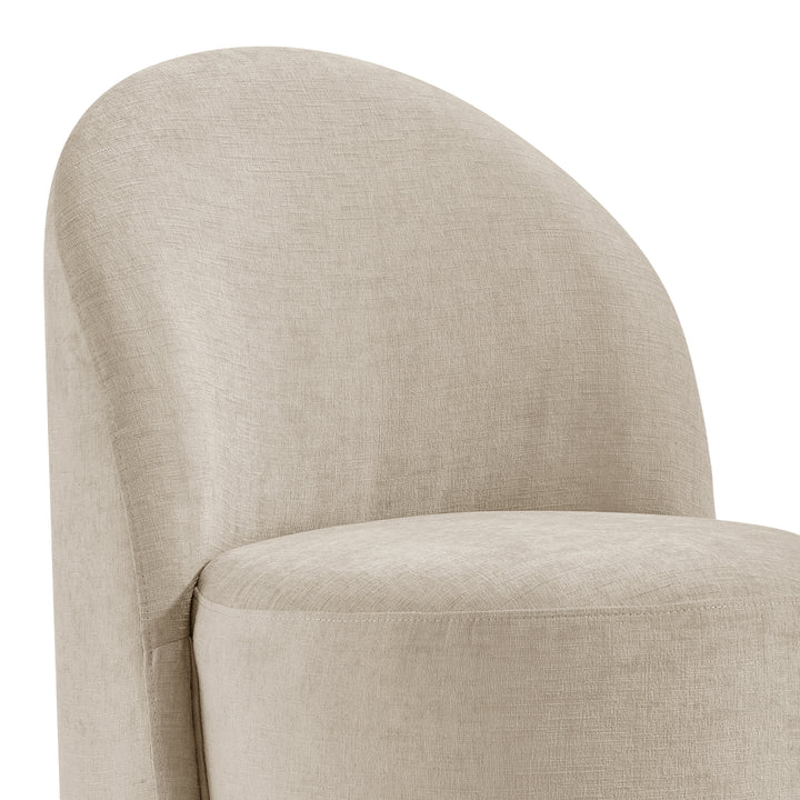 Cabrina Chenille Dining Side Chair with Casters - Millburry Beige - view 9