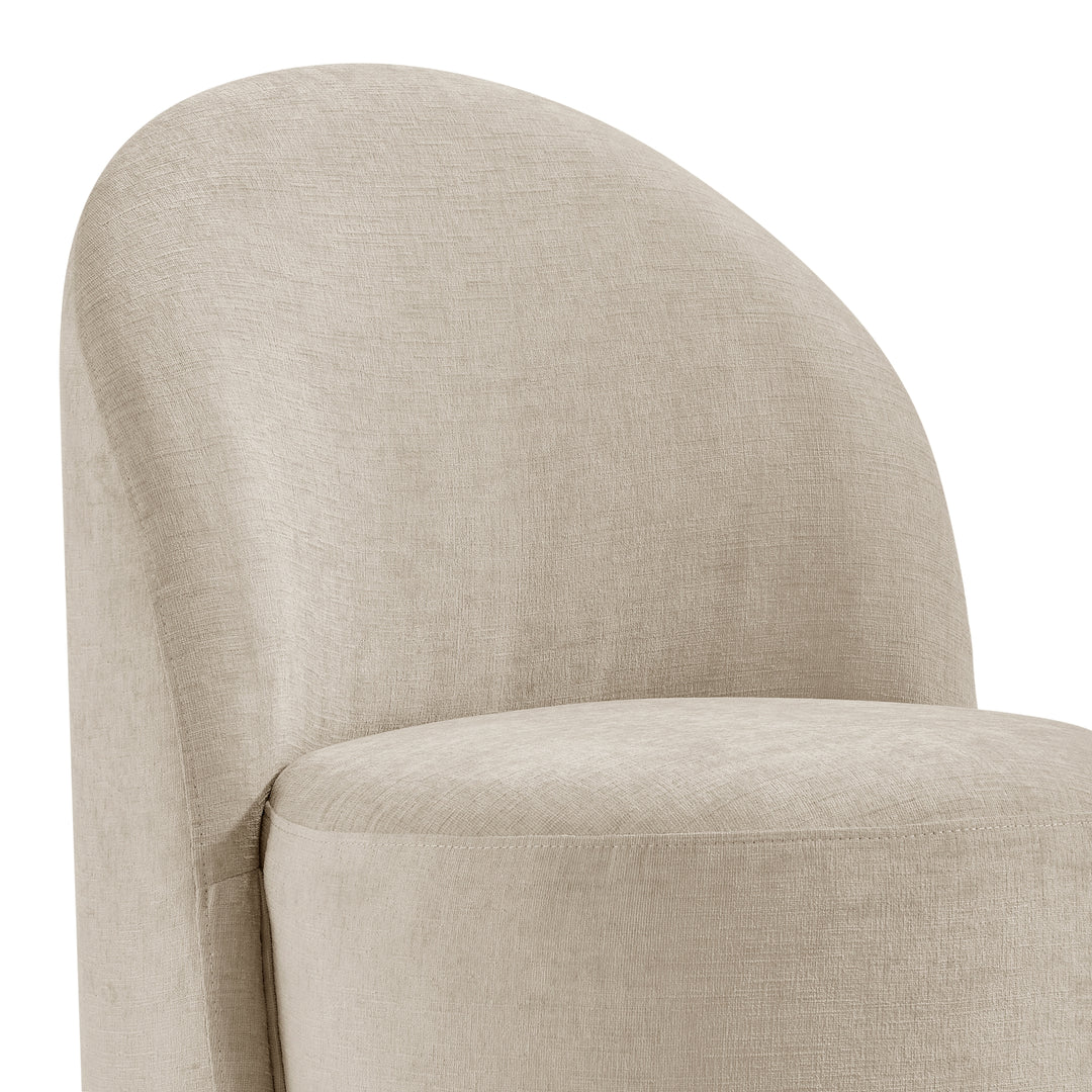 Cabrina Chenille Dining Side Chair with Casters - Millburry Beige - view 9