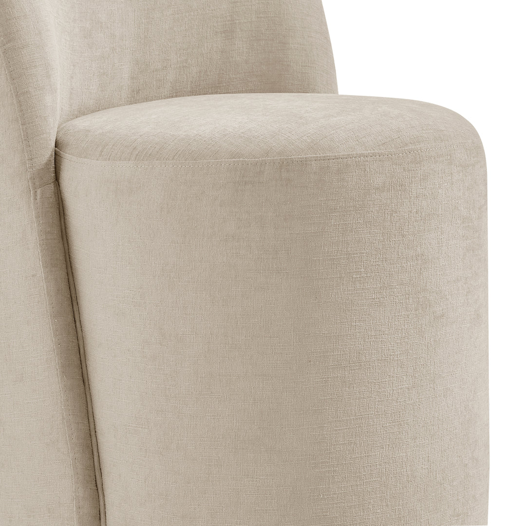 Cabrina Chenille Dining Side Chair with Casters - Millburry Beige - view 10