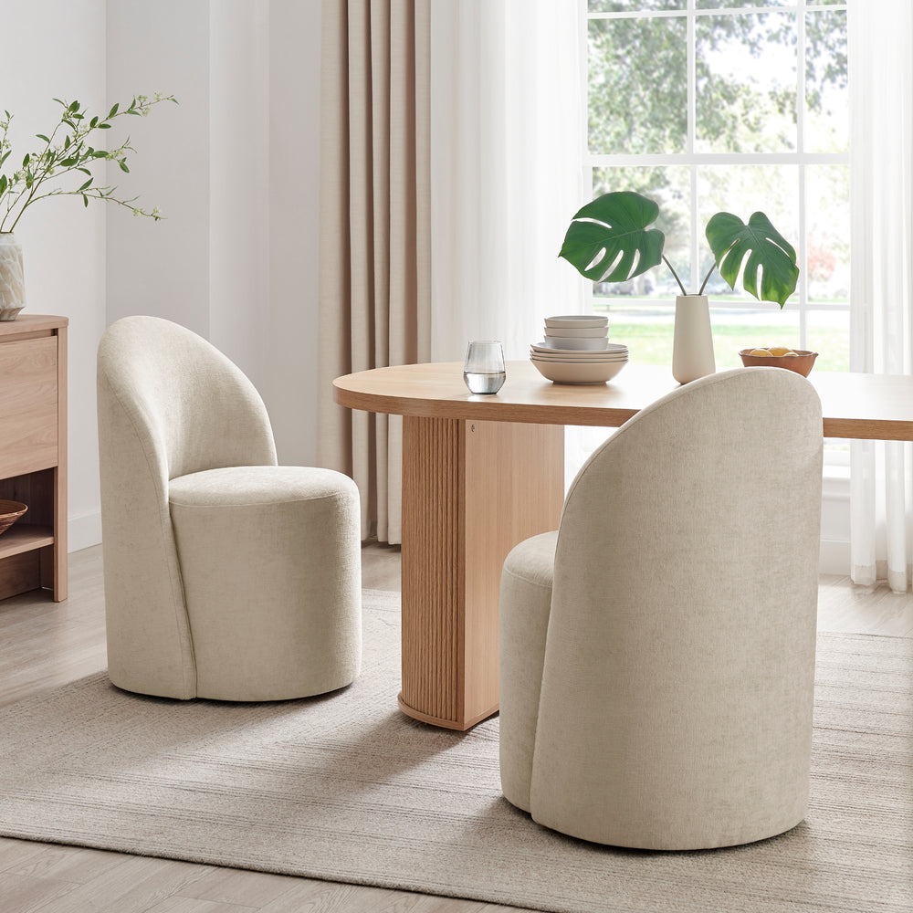 Cabrina Chenille Dining Side Chair with Casters - Millburry Beige - view 3