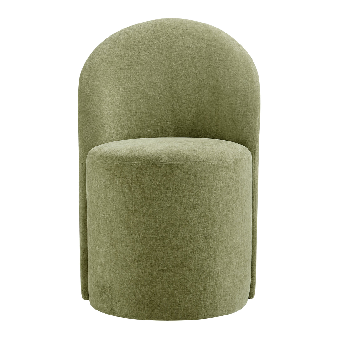 Cabrina Chenille Dining Side Chair with Casters - Millburry Green - view 4