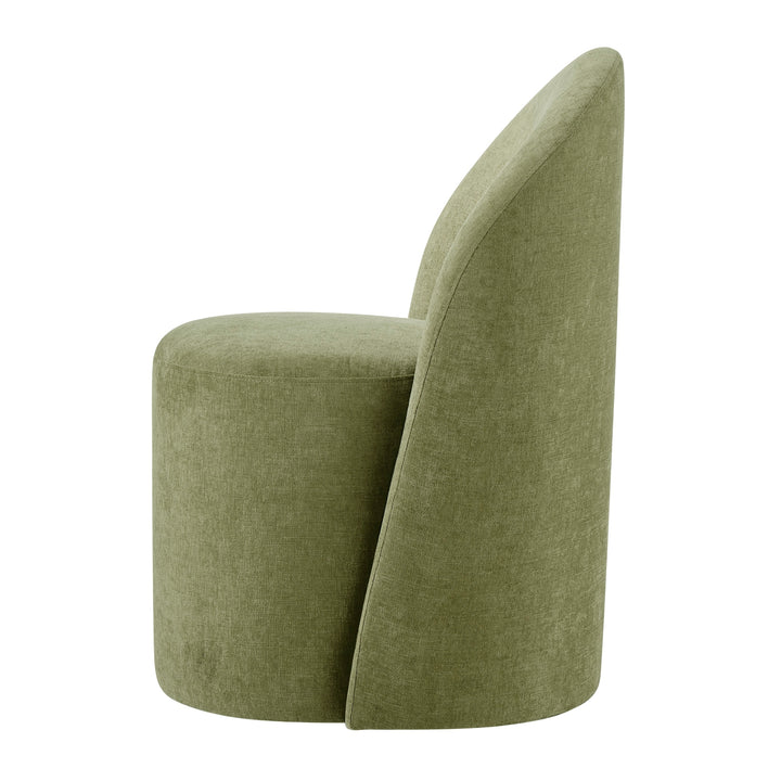 Cabrina Chenille Dining Side Chair with Casters - Millburry Green - view 5