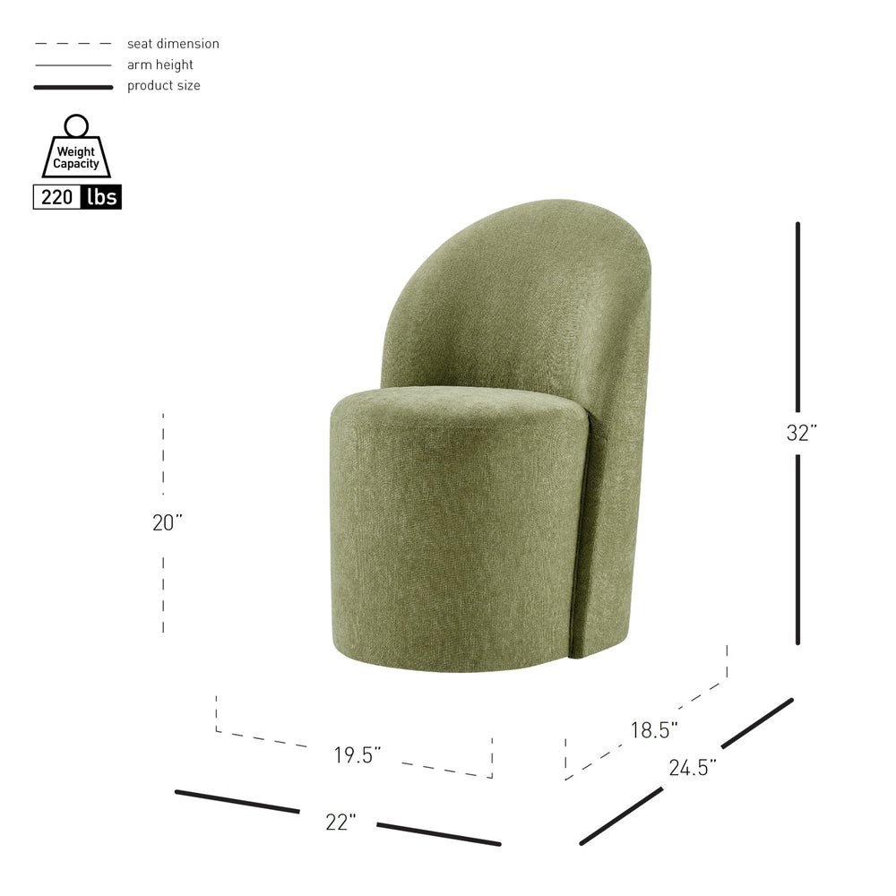 Cabrina Chenille Dining Side Chair with Casters - Millburry Green - view 2
