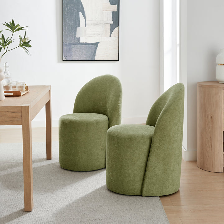 Cabrina Chenille Dining Side Chair with Casters - Millburry Green - view 3