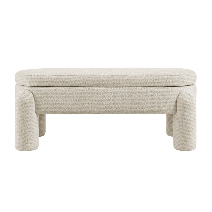 Bowden Chenille Storage Bench - Salzburg Beige - view 4