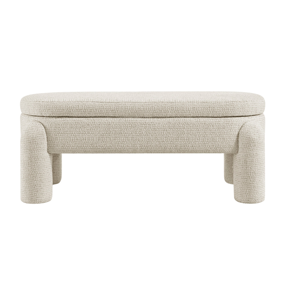 Bowden Chenille Storage Bench - Salzburg Beige - view 4