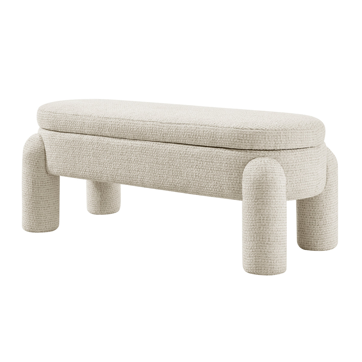 Bowden Chenille Storage Bench - Salzburg Beige