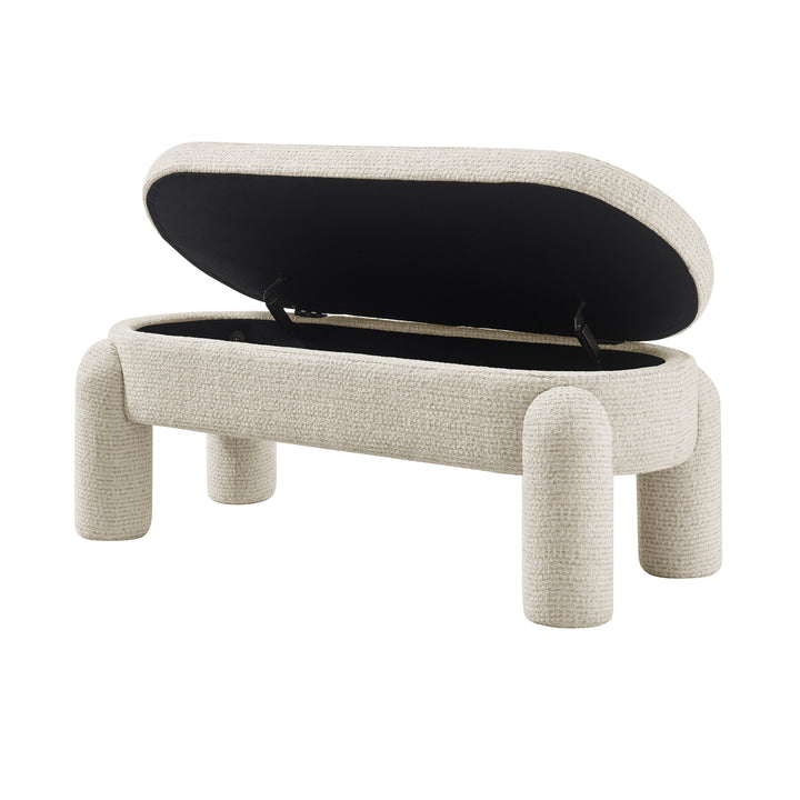 Bowden Chenille Storage Bench - Salzburg Beige - view 10