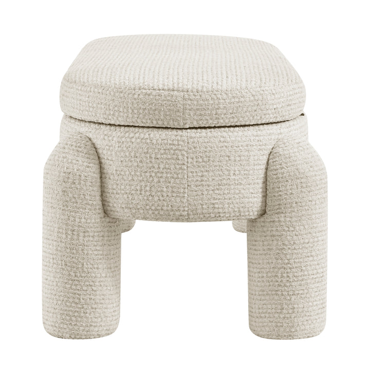 Bowden Chenille Storage Bench - Salzburg Beige - view 5