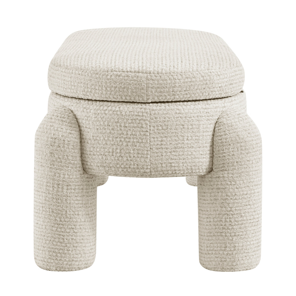 Bowden Chenille Storage Bench - Salzburg Beige - view 5