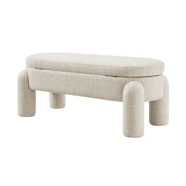 Bowden Chenille Storage Bench - Salzburg Beige - view 7