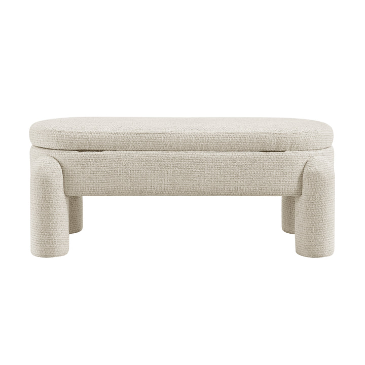Bowden Chenille Storage Bench - Salzburg Beige - view 6