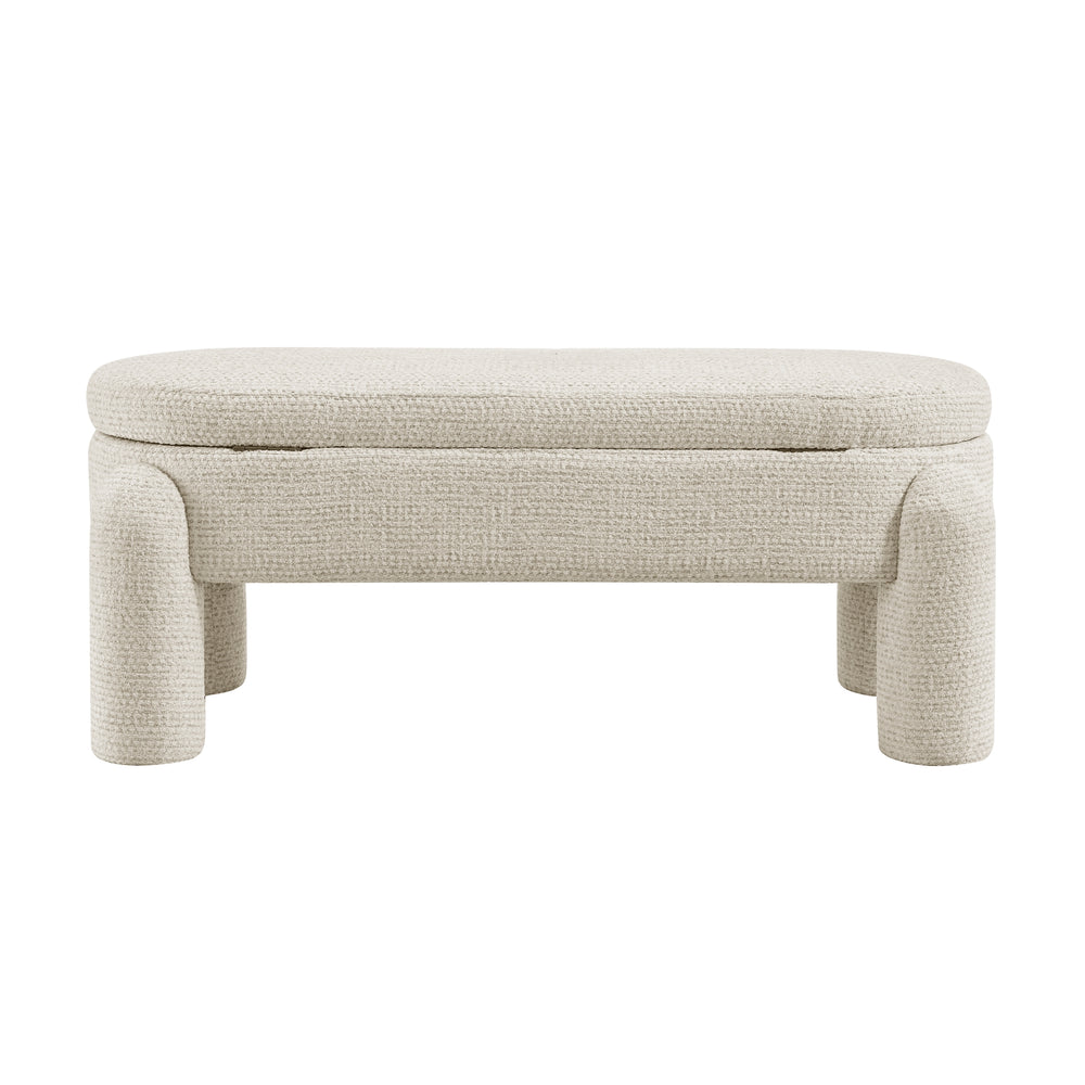Bowden Chenille Storage Bench - Salzburg Beige - view 6