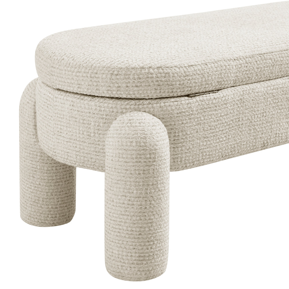 Bowden Chenille Storage Bench - Salzburg Beige - view 9
