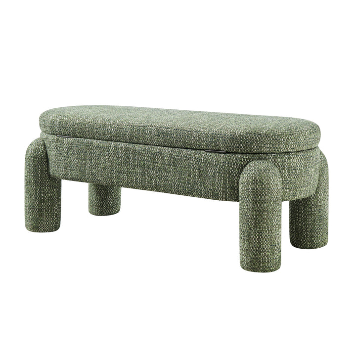 Bowden Chenille Storage Bench - Salzburg Green